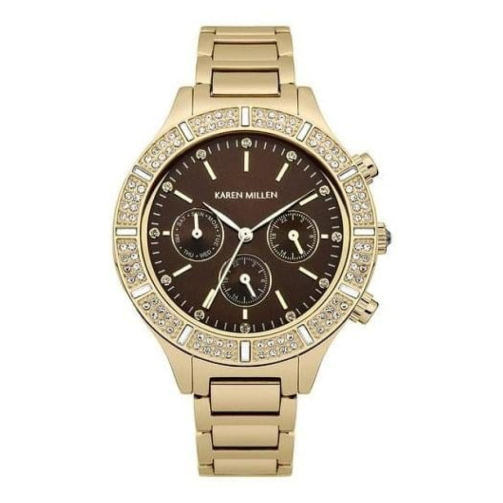 Ladies Gold Plated Chronograph Quartz Watch With Swarovski Elements