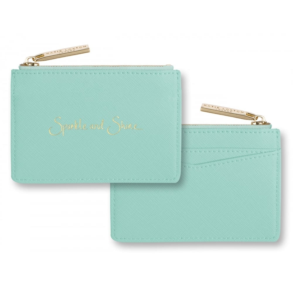 Card Holder With Small Zip Coins - Sparkle & Shine - Mint