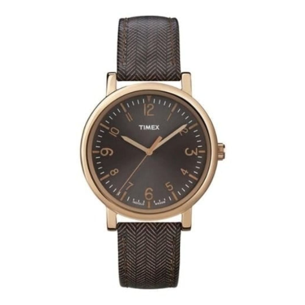 Gents Tweed Brown Leather Easy Read Watch