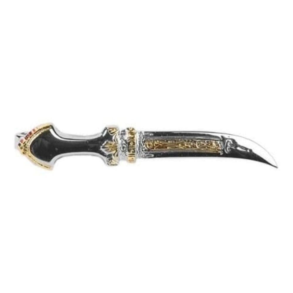 Rhodium Plated & Gold Details Dagger Tie Bar