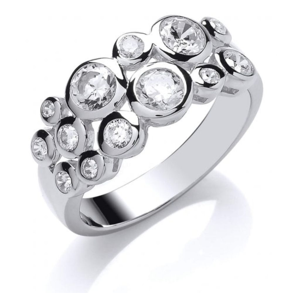 Silver CZ Midi Bubble Ring Size 7/N