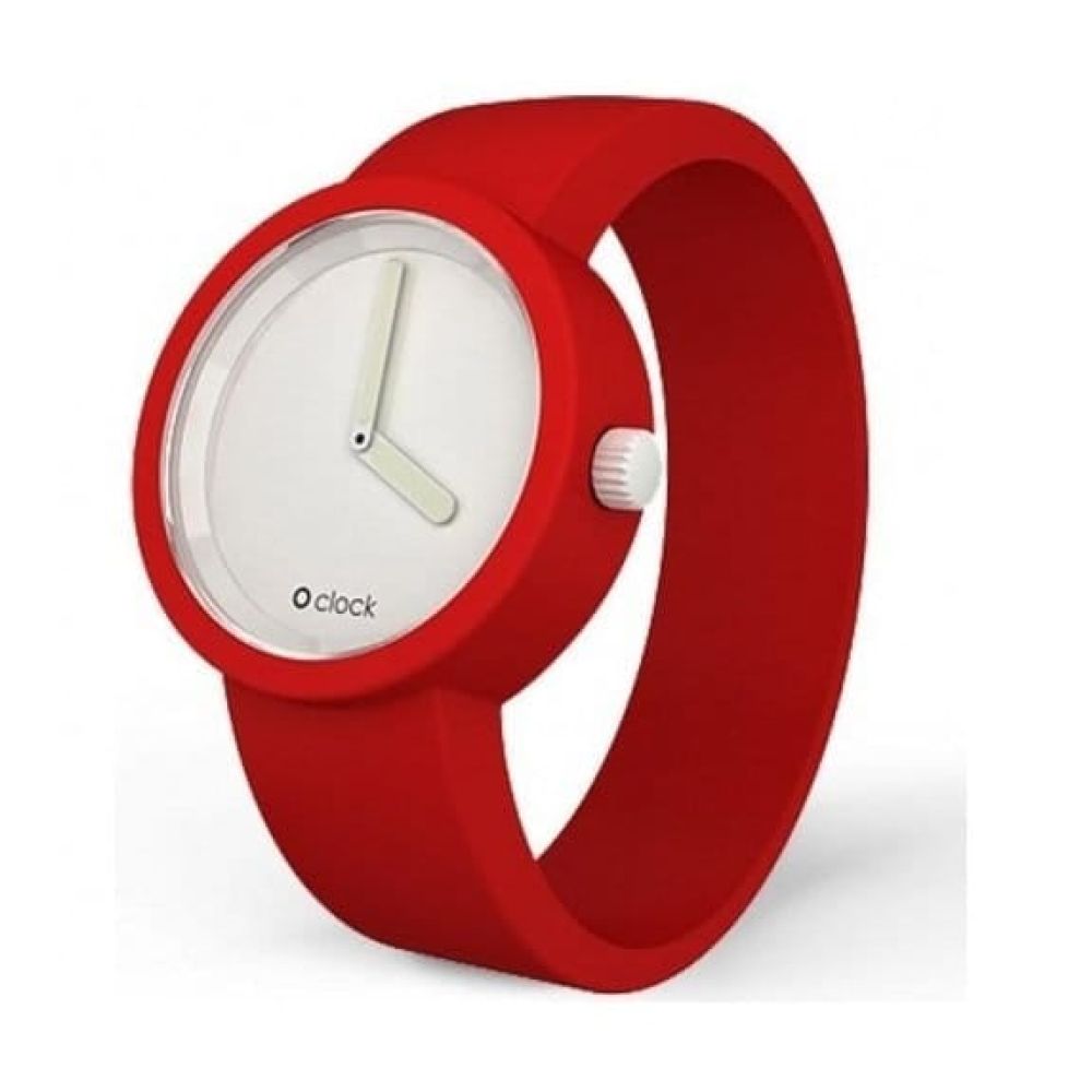 Medium Traffic Red Unisex Silicone Wristwatch With A White Dial