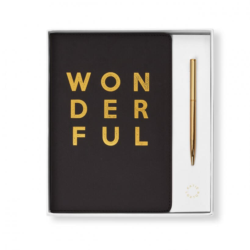 Beautifully Boxed A5 Notebook And Pen Set | Wonderful | Black