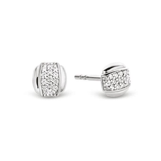 White CZ Silver Stud Earrings