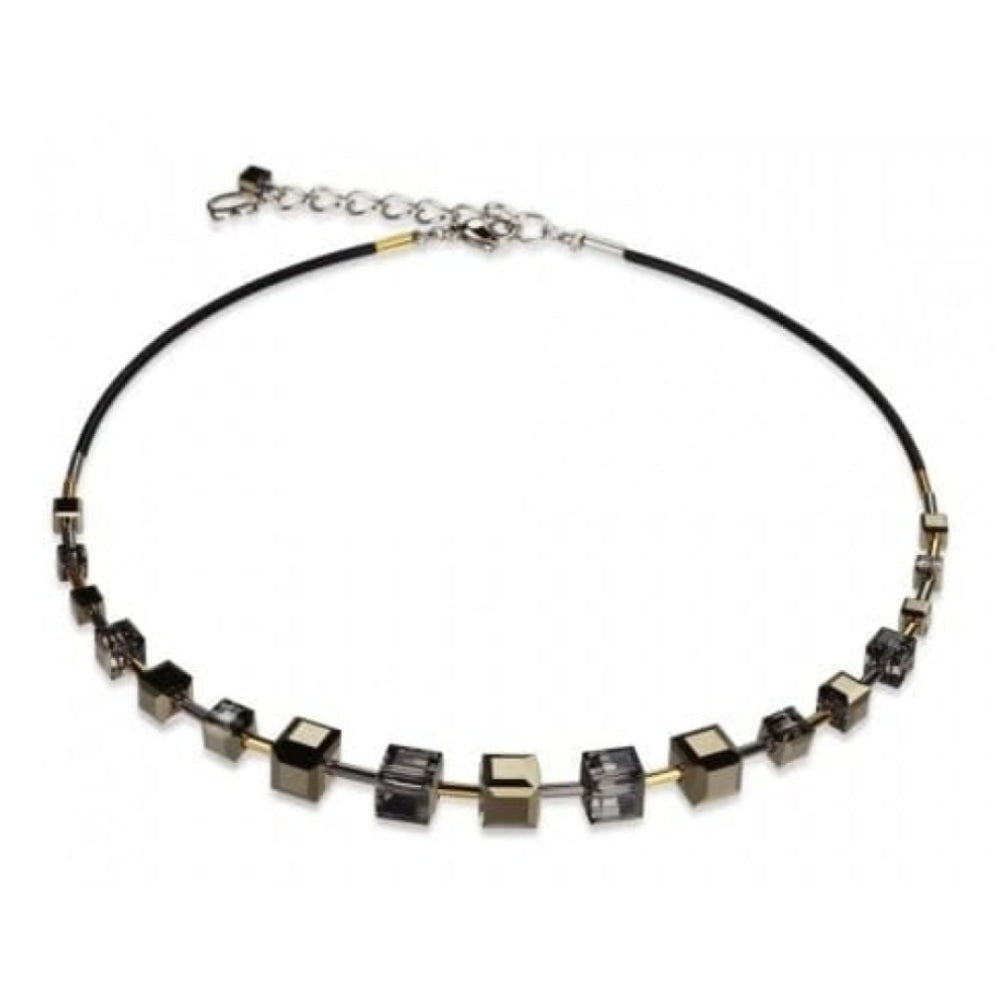 Ladies Grey & Gold Faceted Swarovski Cubed Necklace