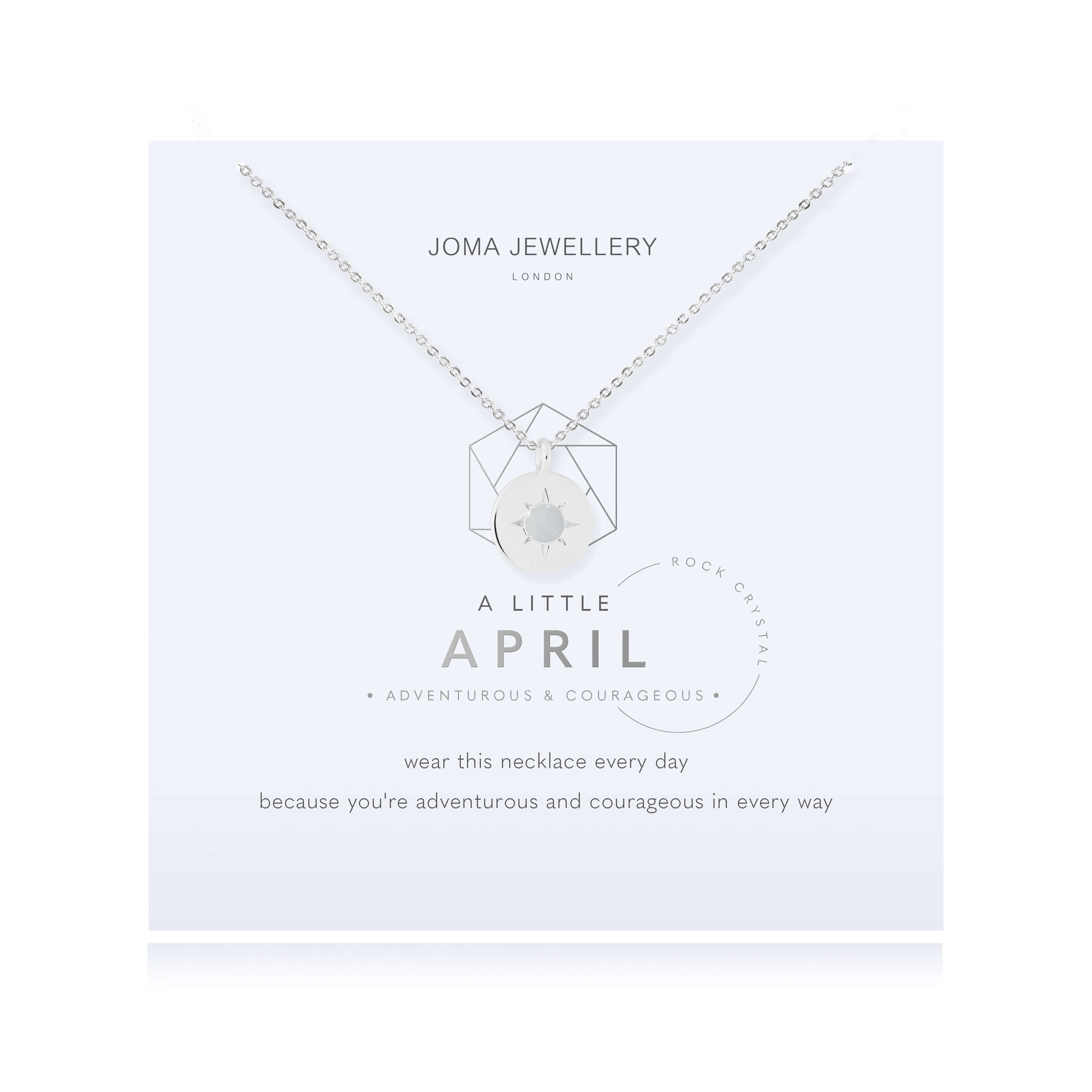 Birthstone A Little Necklace | April Rock Crystal | Silver | Necklace | 46cm + 5cm Extender