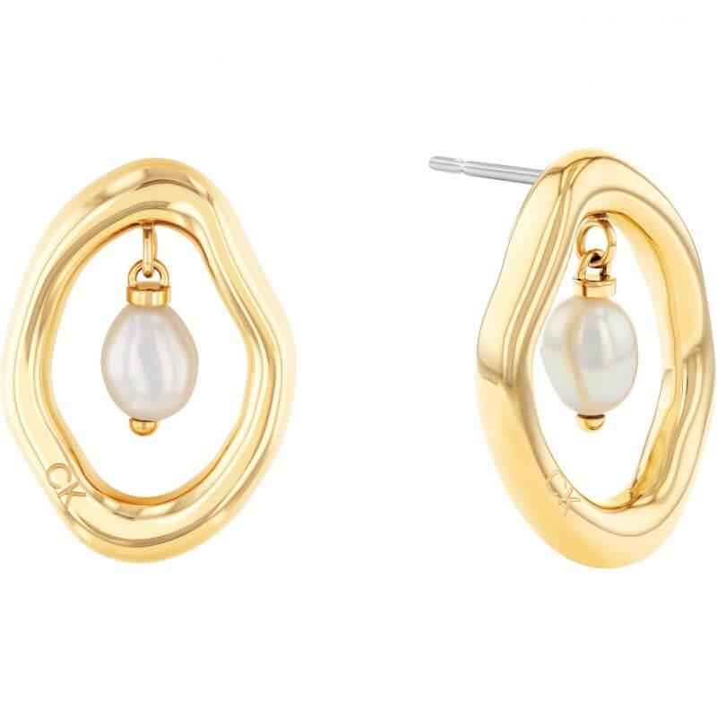 Gold Plated Stud With White Pearl