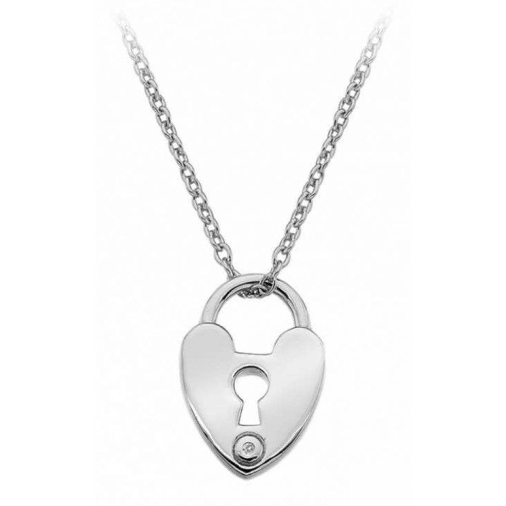 Sterling Silver Love lock Pendant Necklace