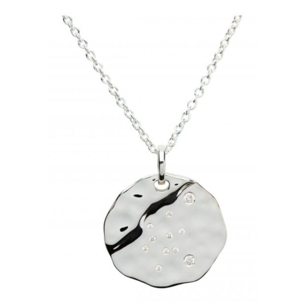 Sterling Silver 925 Pendant With Cz Incl. Chain. Aquarius