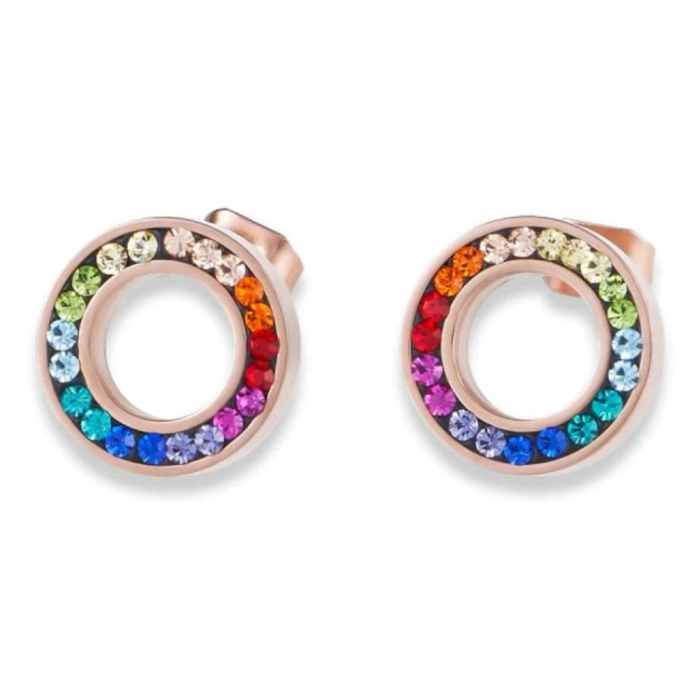 Multicolour Ring Rose Gold Plated Ear studs