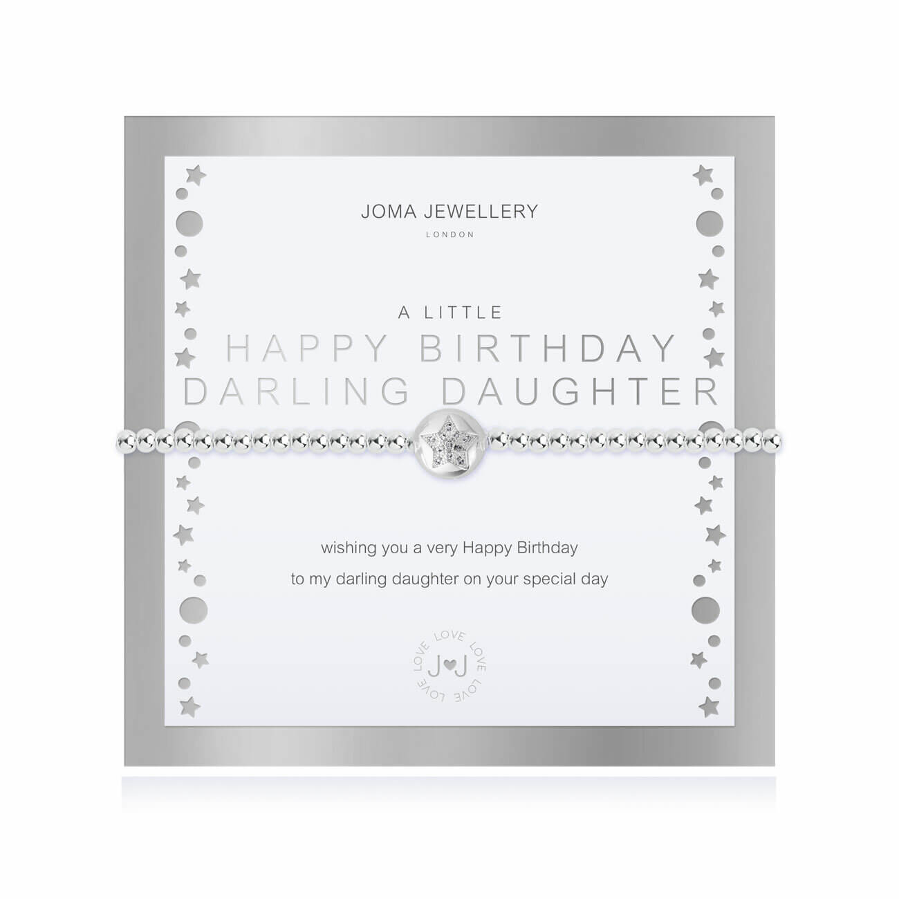 A Littles | Happy Birthday Darling Daughter | Silver | Bracelet | 17.5cm Stretch