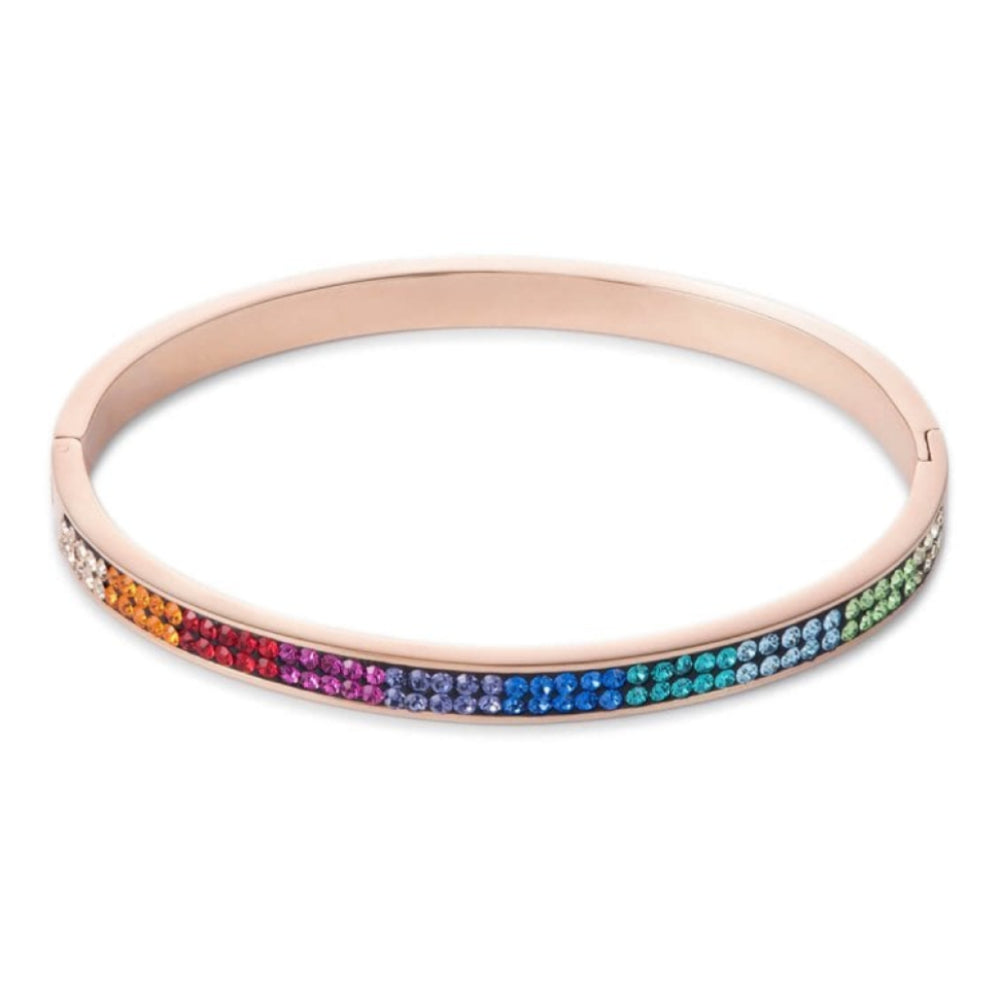 Multicolour Crystals Pave Rose Gold Bangle