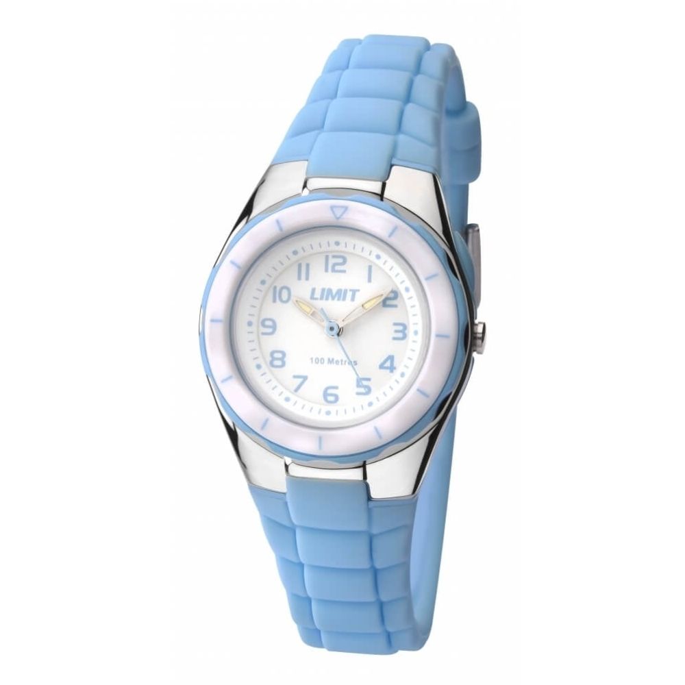 Pale Blue Silicone Strap & Plastic Case Wrist Watch