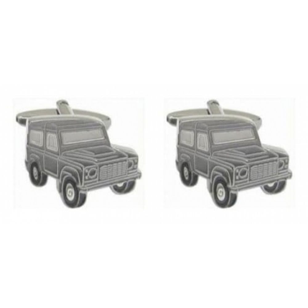 Rhodium Plated Landrover Cufflinks