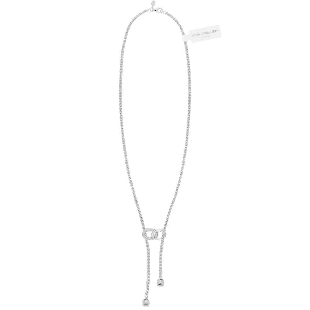 Halo Silver Link Lariat Necklace