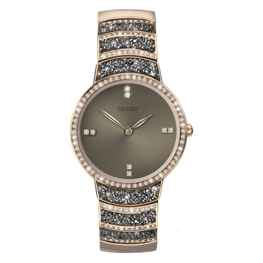 Seksy Rocks Rose Gold Plated Bracelet Watch