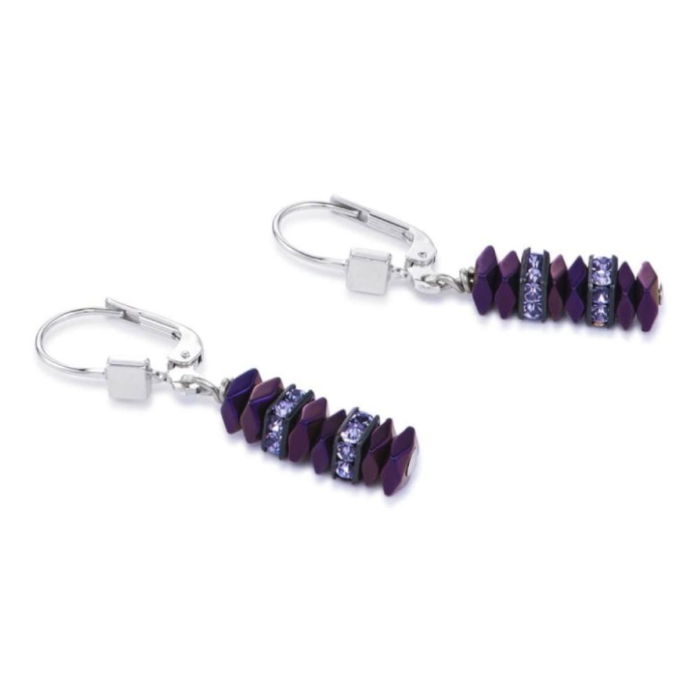 Geo Cube Violet Pierced Earrings
