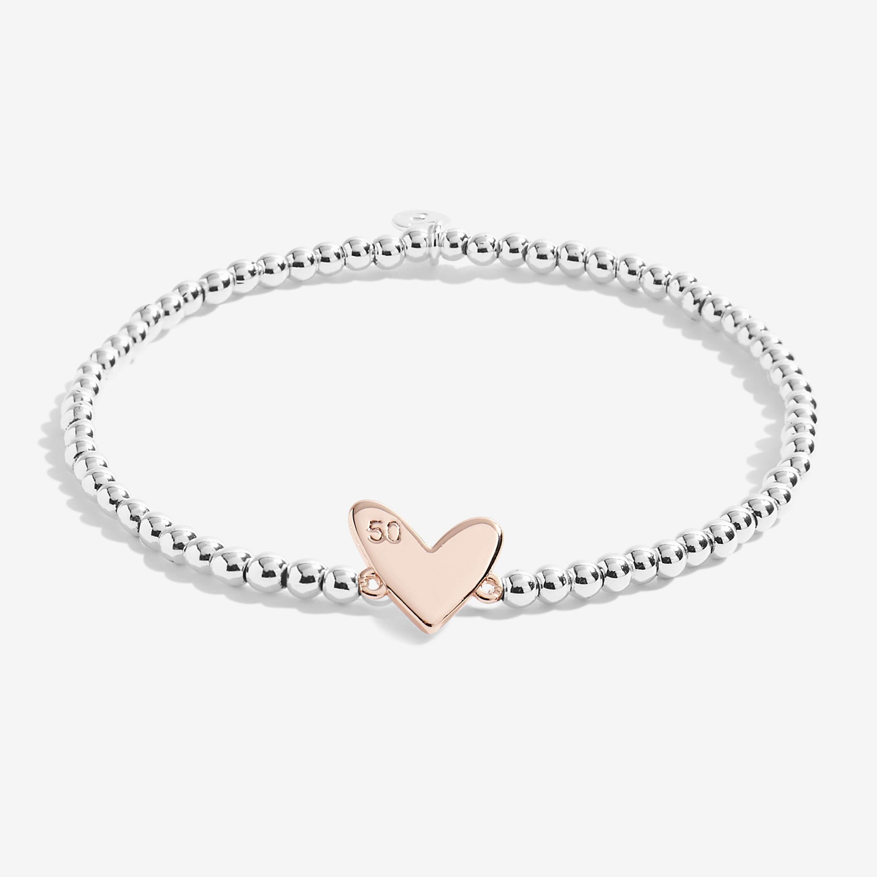 Beautifully Boxed A Littles | Happy 50th Birthday | Silver | Bracelet | 17.5cm Stretch