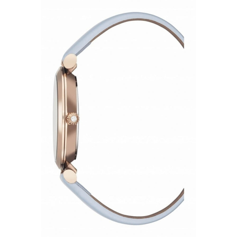 Rose Gold Date Function Leather Strap Ladies Wristwatch