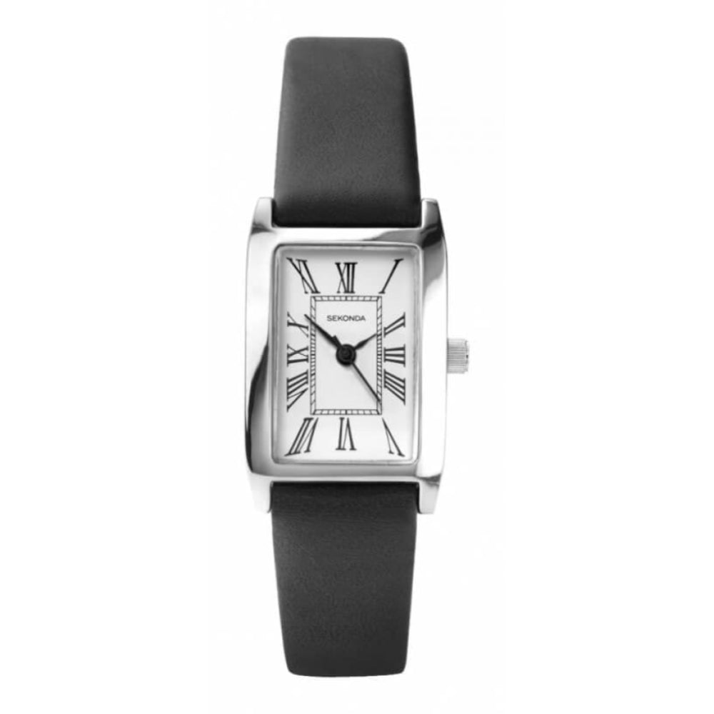 Ladies Black Leather Watch