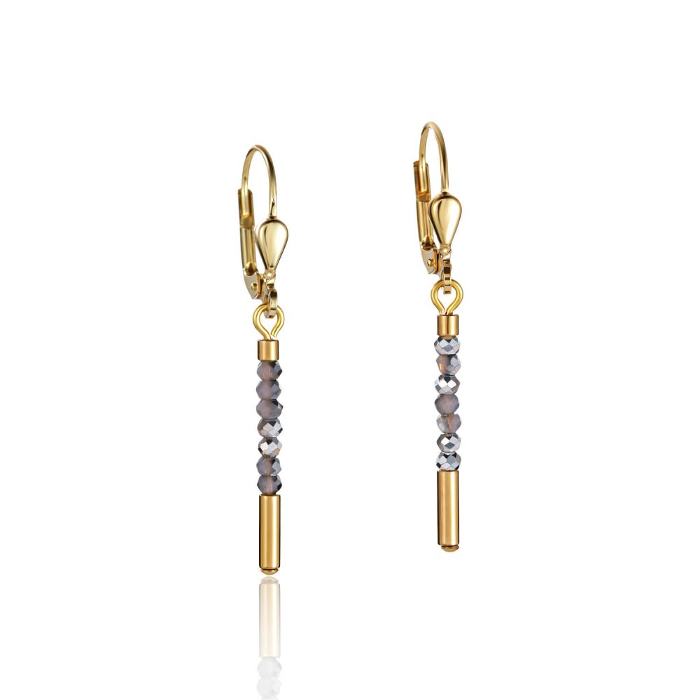 Waterfall Small Stainless Steel Gold & Glass Silver Earrings