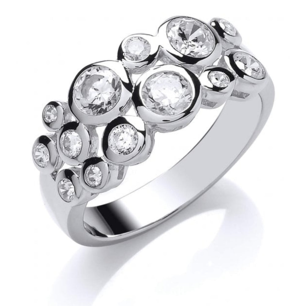 Silver CZ Midi Bubble Ring Size 7/N