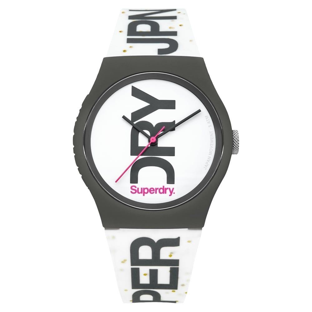 Urban Brand Glitter White Dial With White Glitter Printed Silicone Strap Watch