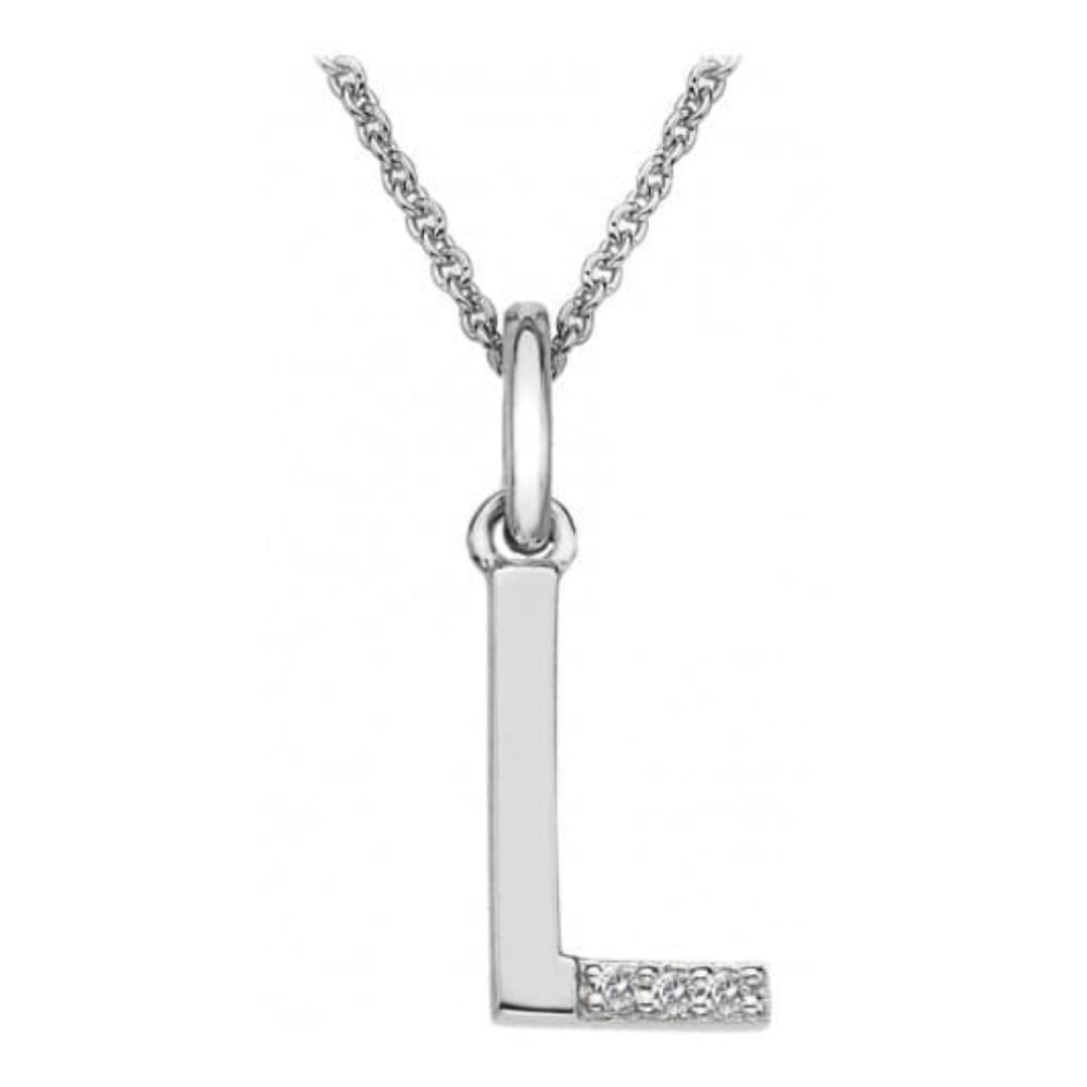 Ladies 'L' Silver Micro-Amulets Pendant Necklace