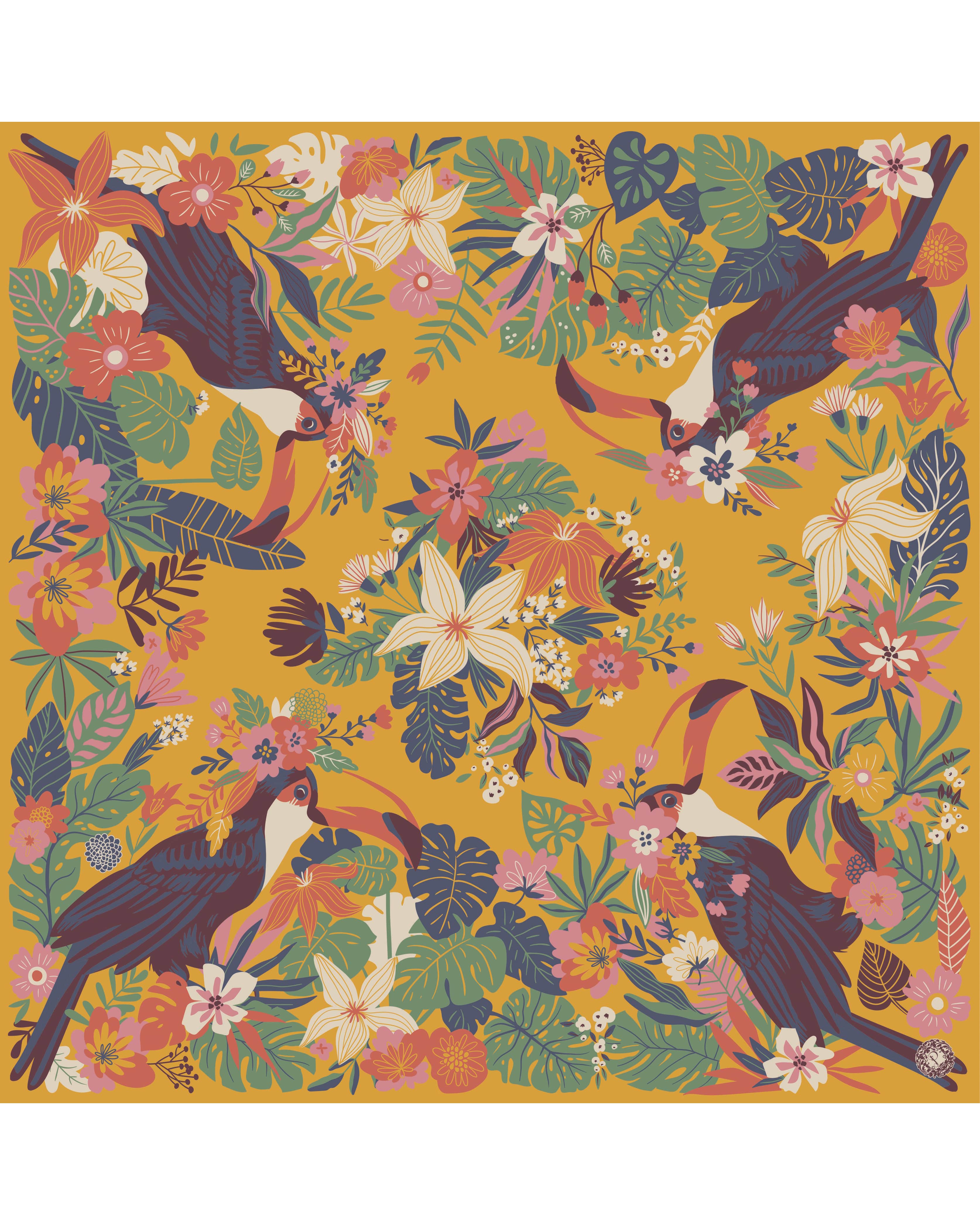 Satin Square Scarf - Toucan