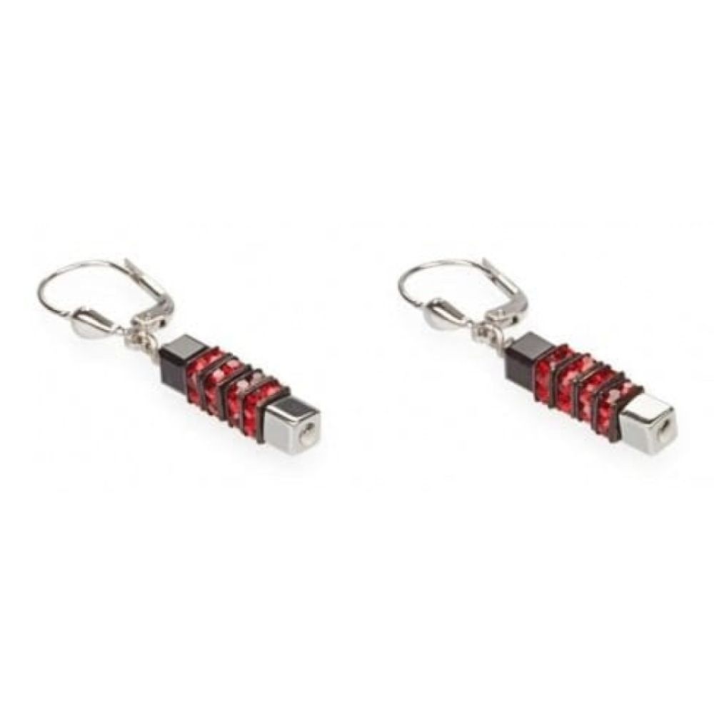 Ladies Red Rhinestone Rondelles With Swarovski Elements Earrings