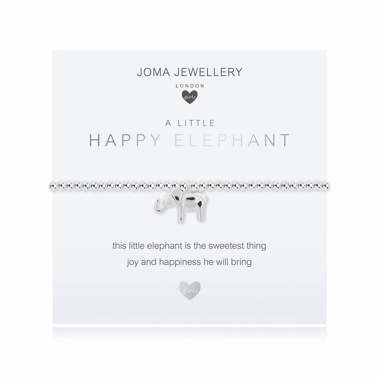 Children's A Little Happy Elephant Silver Stretch Bracelet 15.5cm