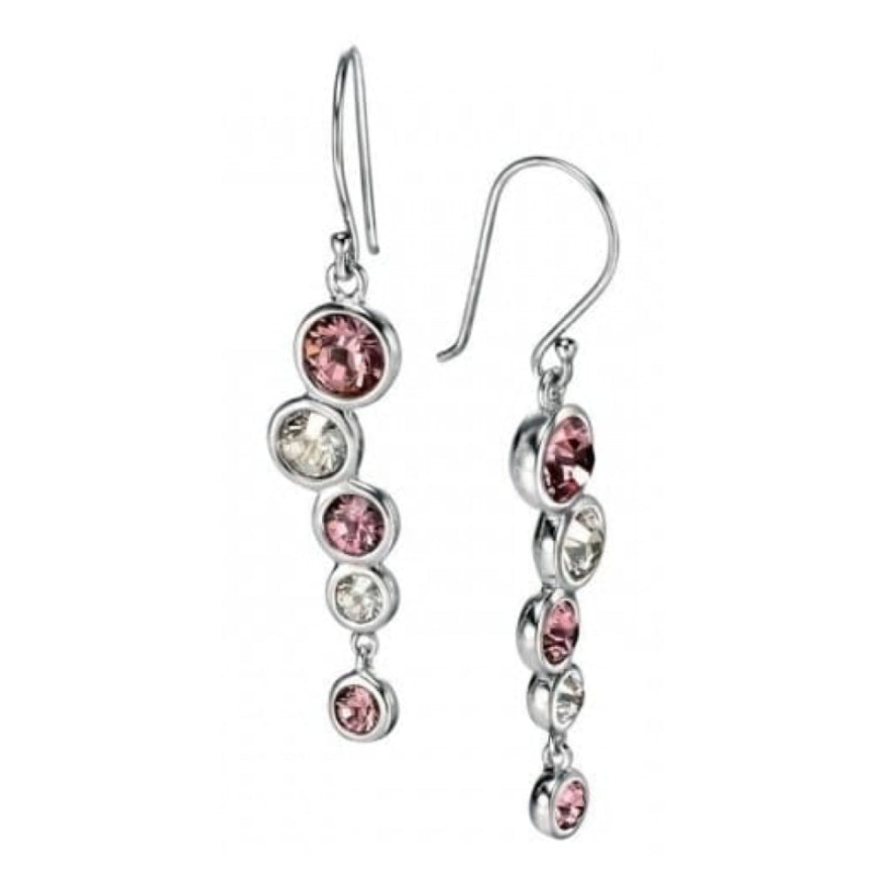 Ladies Grey & Pink Swarovski Crystal Earrings