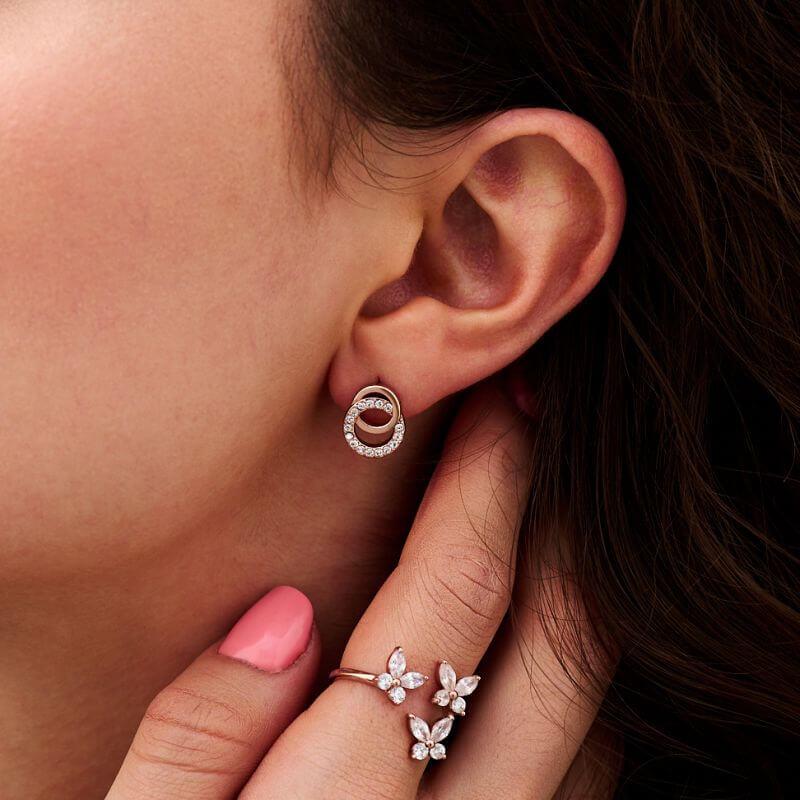 Classic Interlink Drop Studs Rose Gold