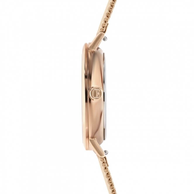 Round Cool Grey Milanese Rose Gold Ladies Watch