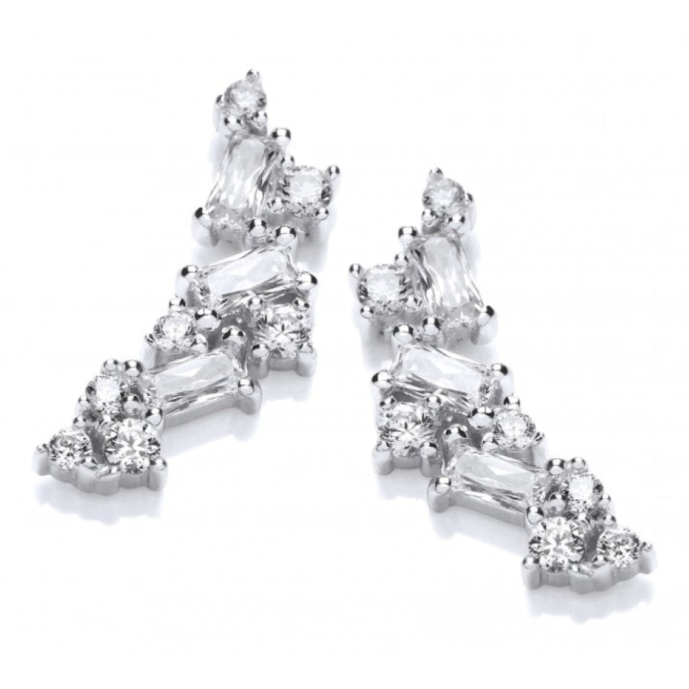 Silver Mosaic CZ Earrings