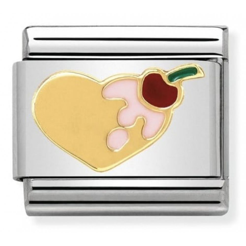 Classic Cookie Heart In Stainless Steel & 18k Gold Charm