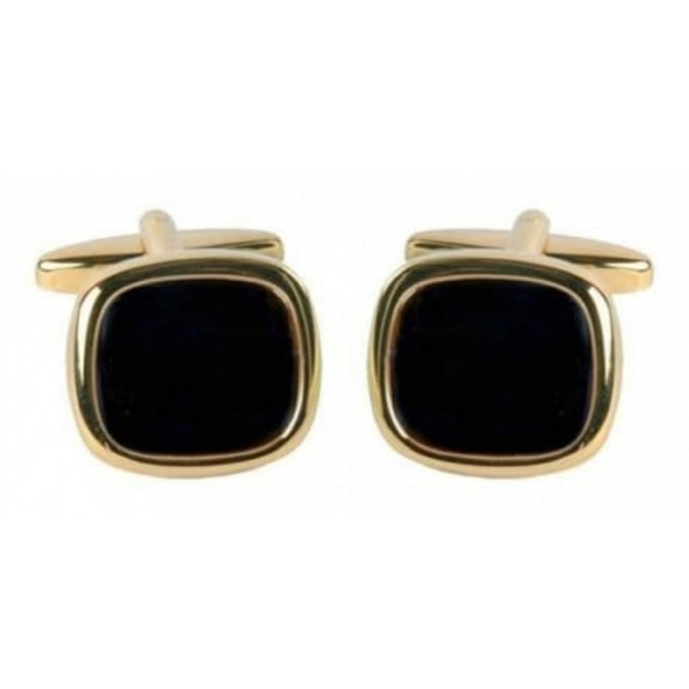 Gold Plated Real Onyx Cufflinks
