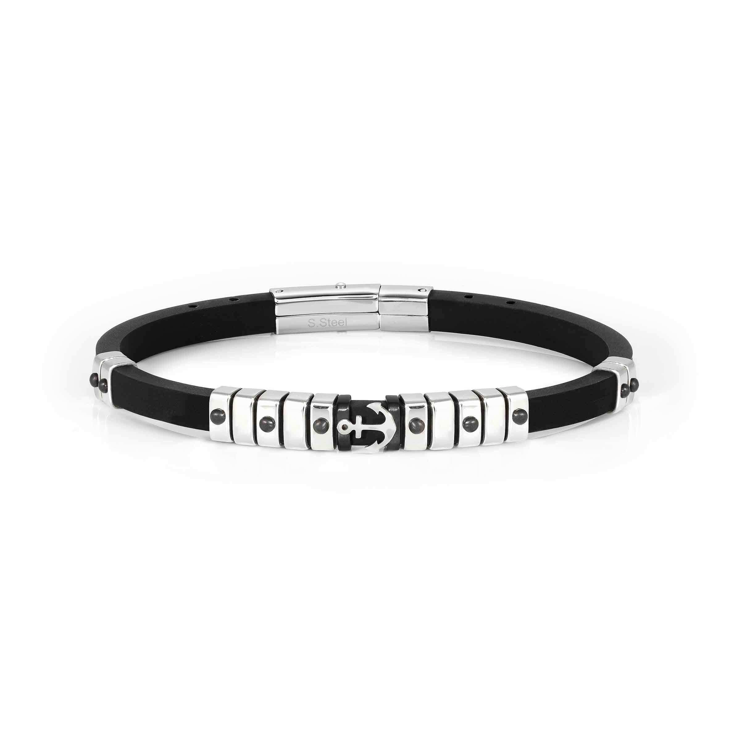 City Bracelet In Silicone With Silver Anchor