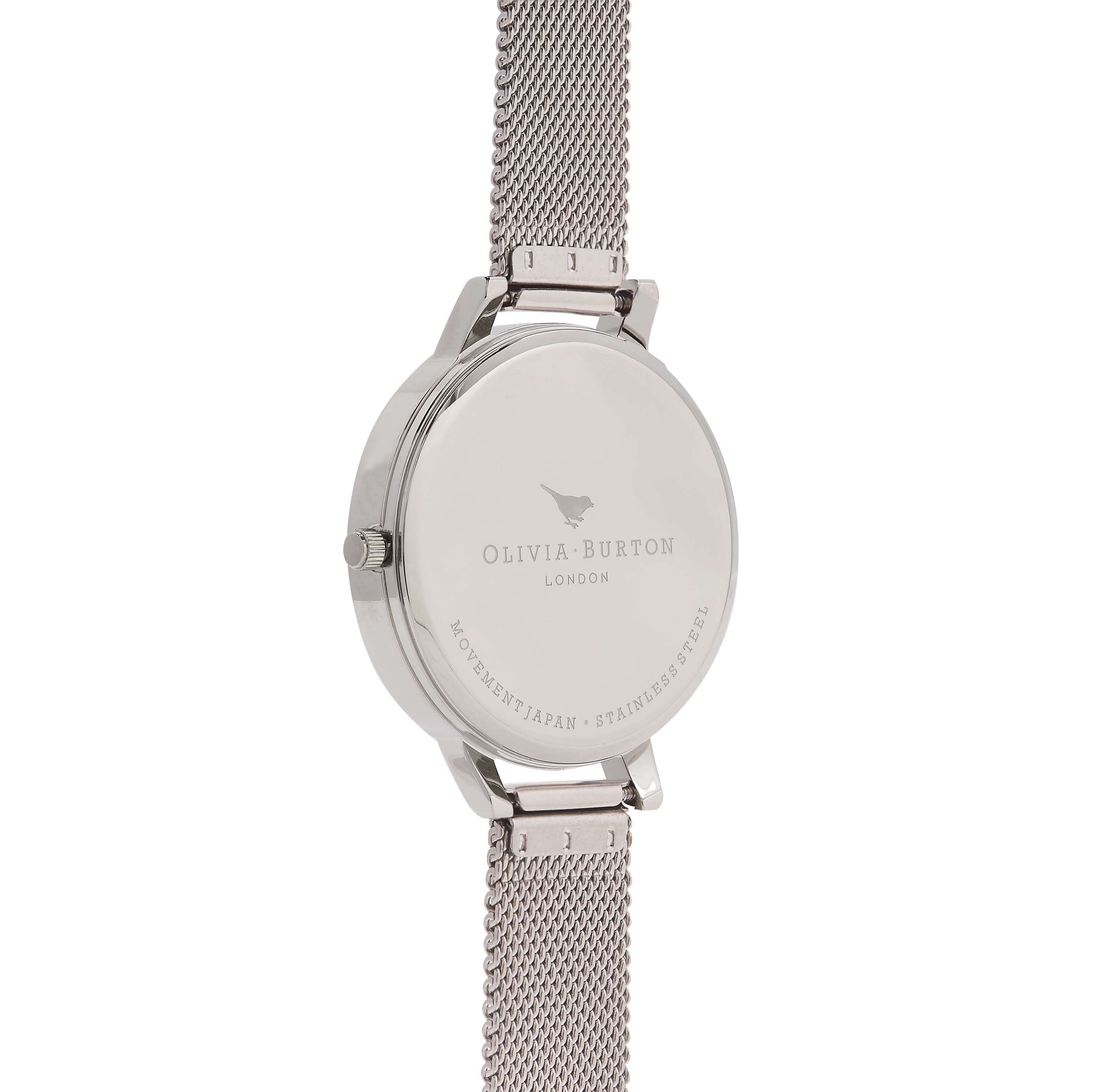 Stainless Steel White Dial Mesh Bracelet Strap Ladies Watch