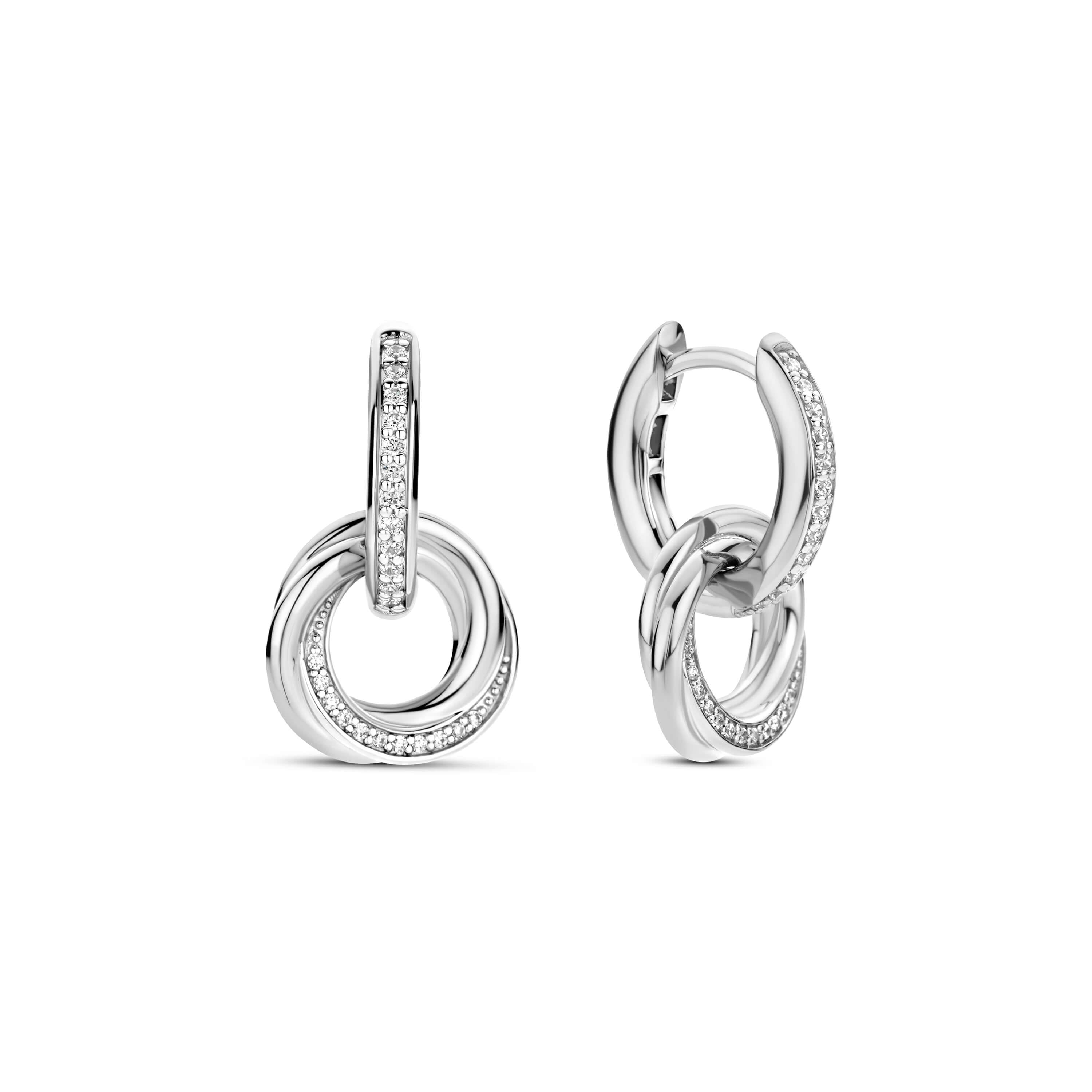 Intertwined Circle CZ Hoop Earrings