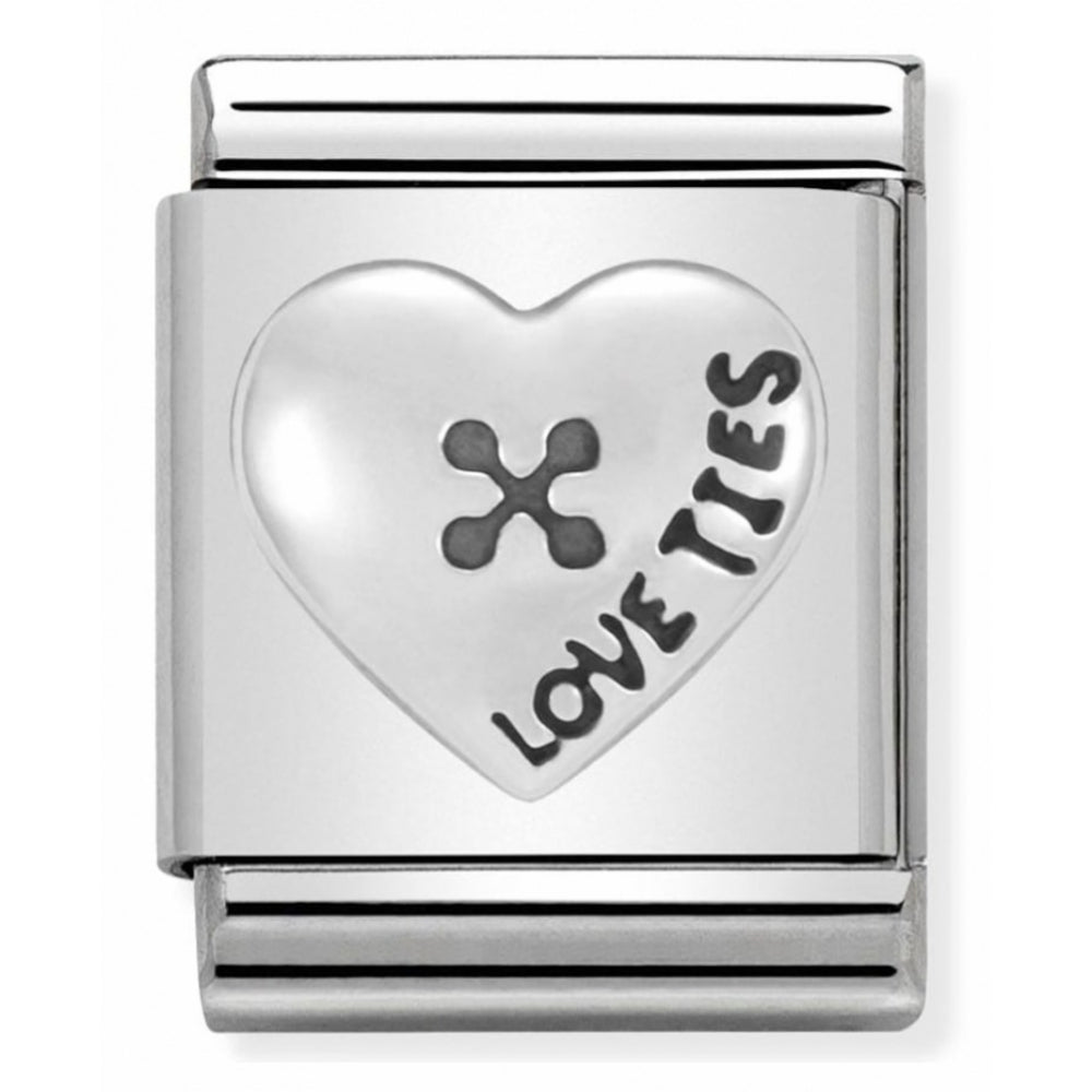 Composable Big Oxidized Stainless Steel And Sterling Silver Heart Button