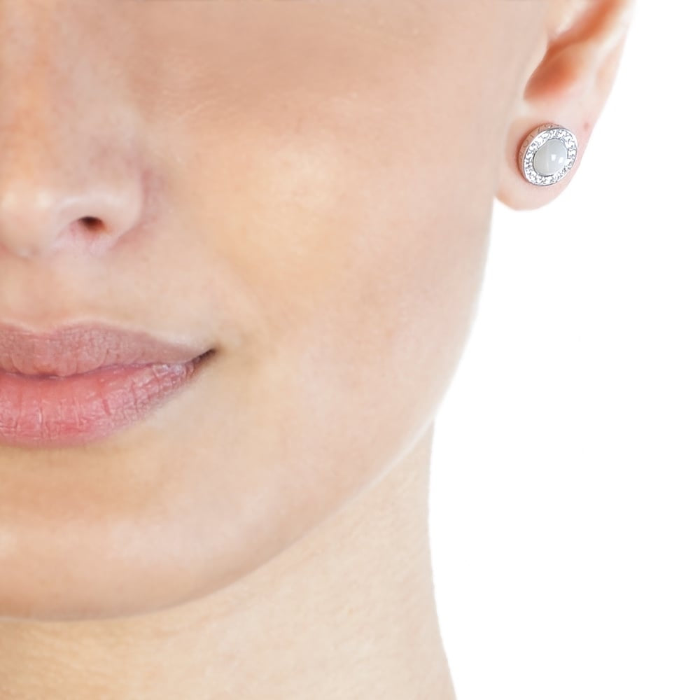 Silver White CZ and MOP studs