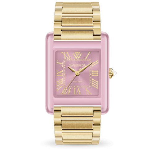 WP6 Metal & Clear Mix Gold Soft Pink Watch