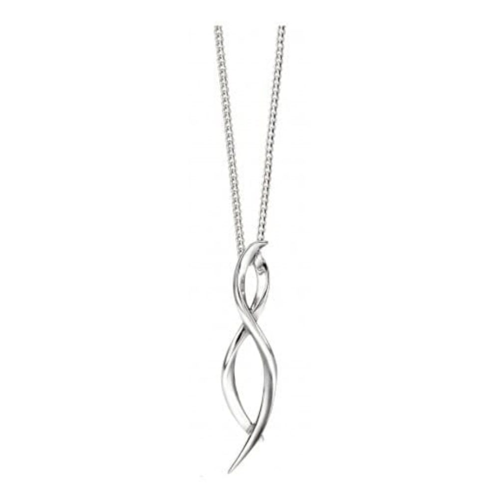 Ladies Sterling Silver Double Twist Pendant Necklace