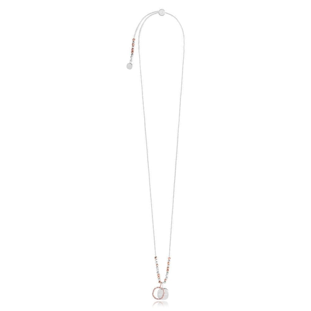 CACI - KARMA - Silver Chain With Rose Gold Pave Charm And Silver Stamped Charm - Necklace