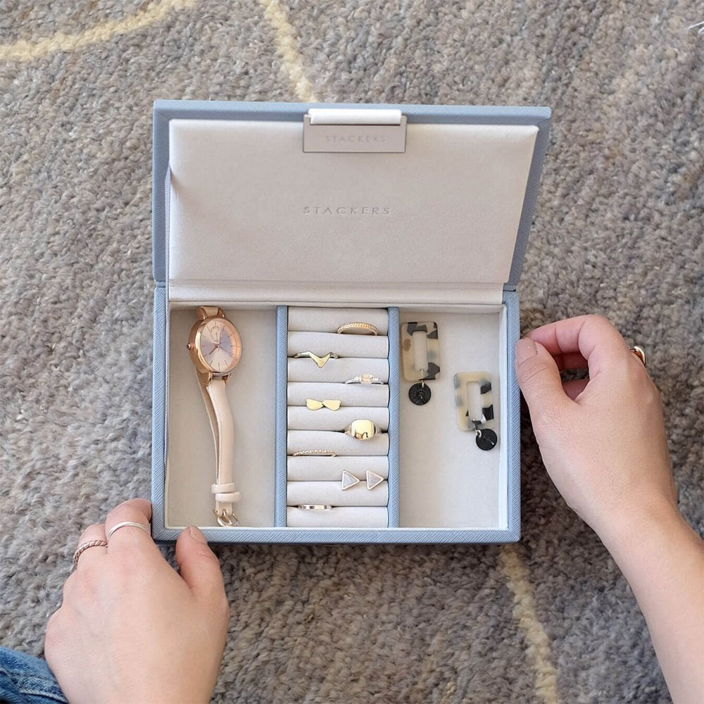 Dusky Blue & Grey Lidded Mini Stacker