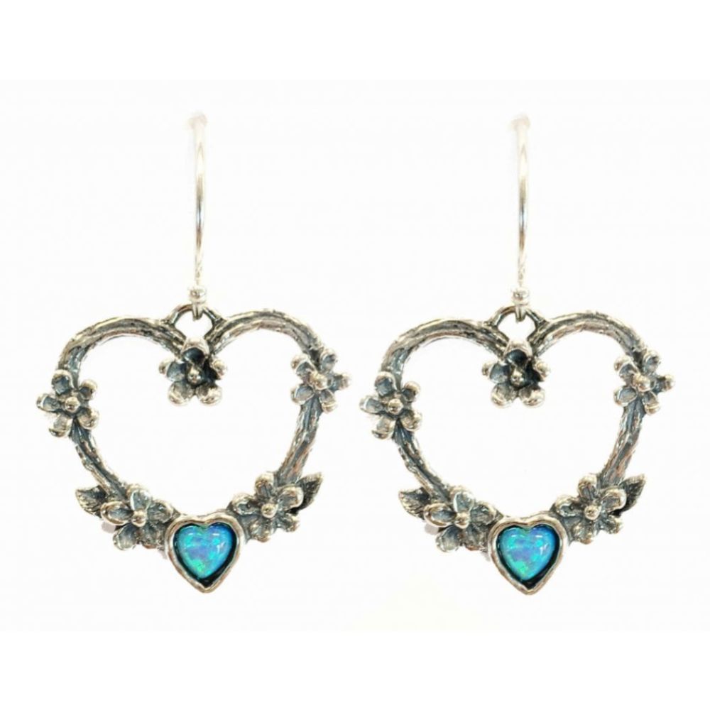 Heart Earrings Hooks Made With Flower