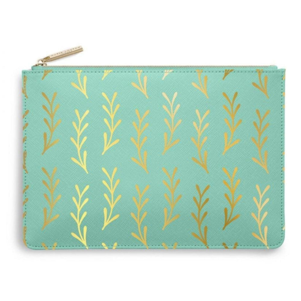 Perfect Pouch | Leaf Print | Seafoam Green | 16 X 24 Cm