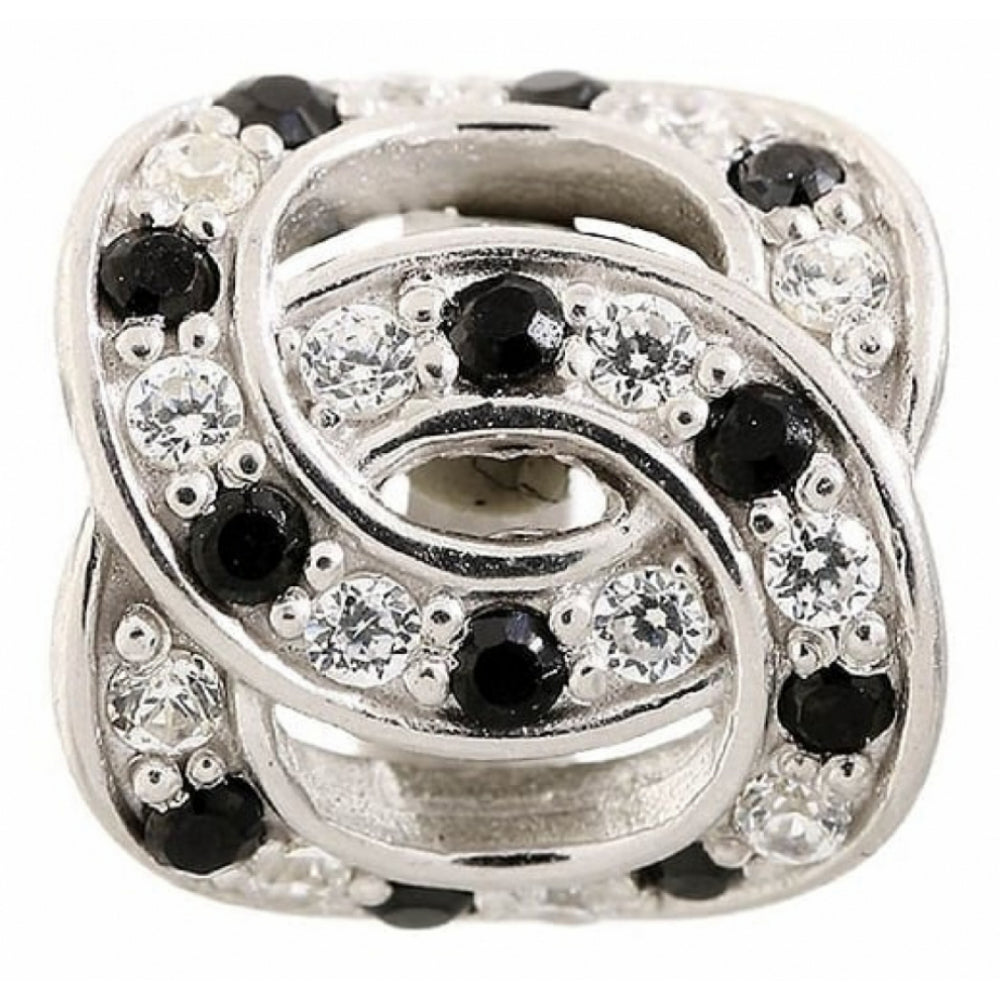 Black and White CZ stone sterling Silver Charm