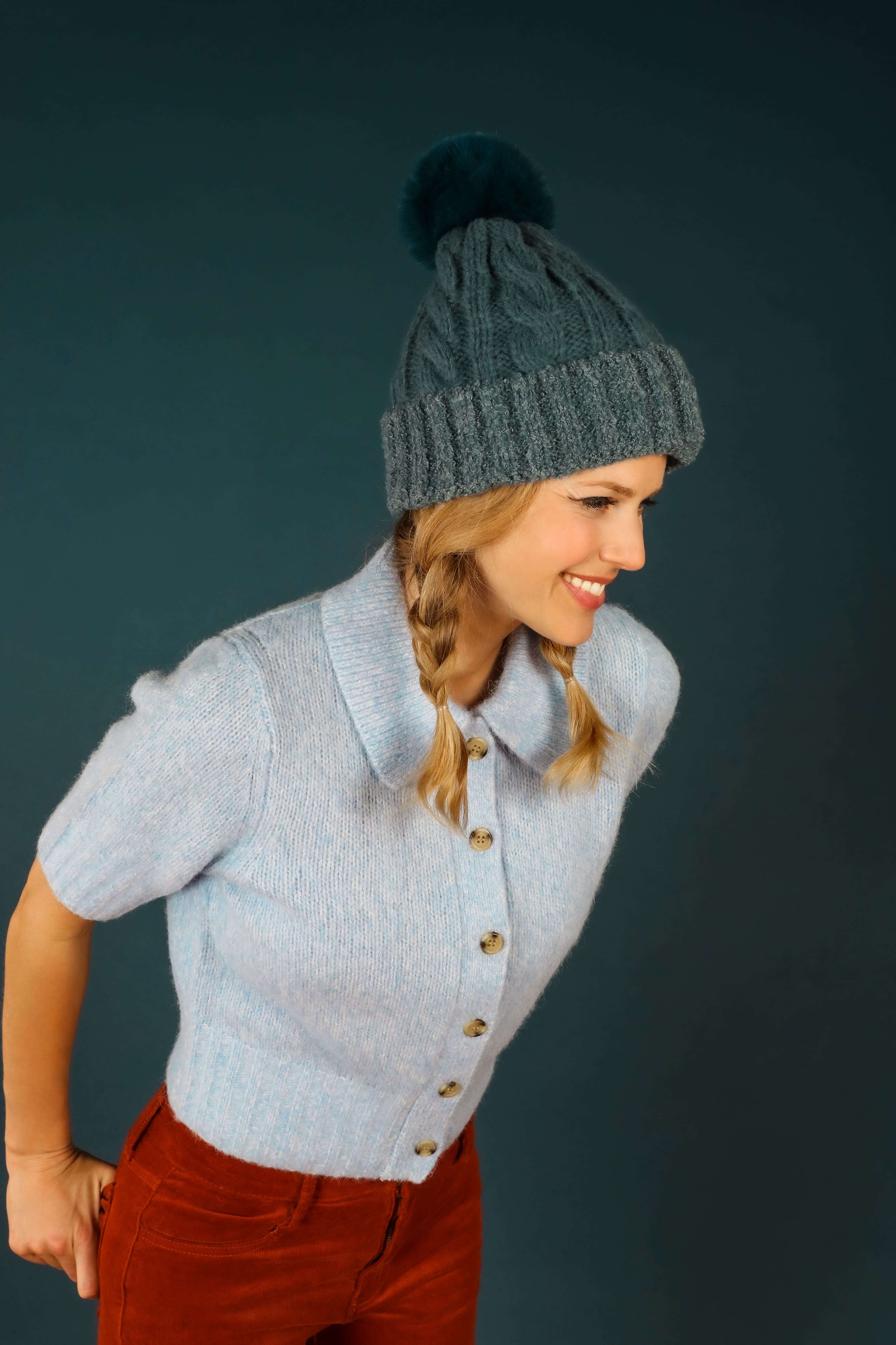 Freya Bobble Hat - Denim